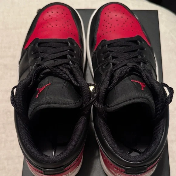 Air Jordan 1 Low Black and Red Mens Shoes - Picture 2 of 5